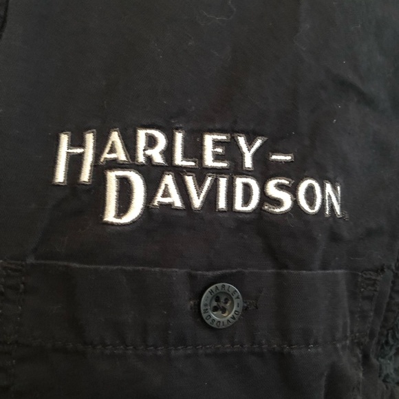 HARLEY DAVIDSON BLACK DENIM RAW EDGE - GUC - Picture 2 of 10